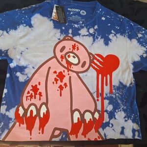 Gloomy Bear Crop Top - Blue and Pink